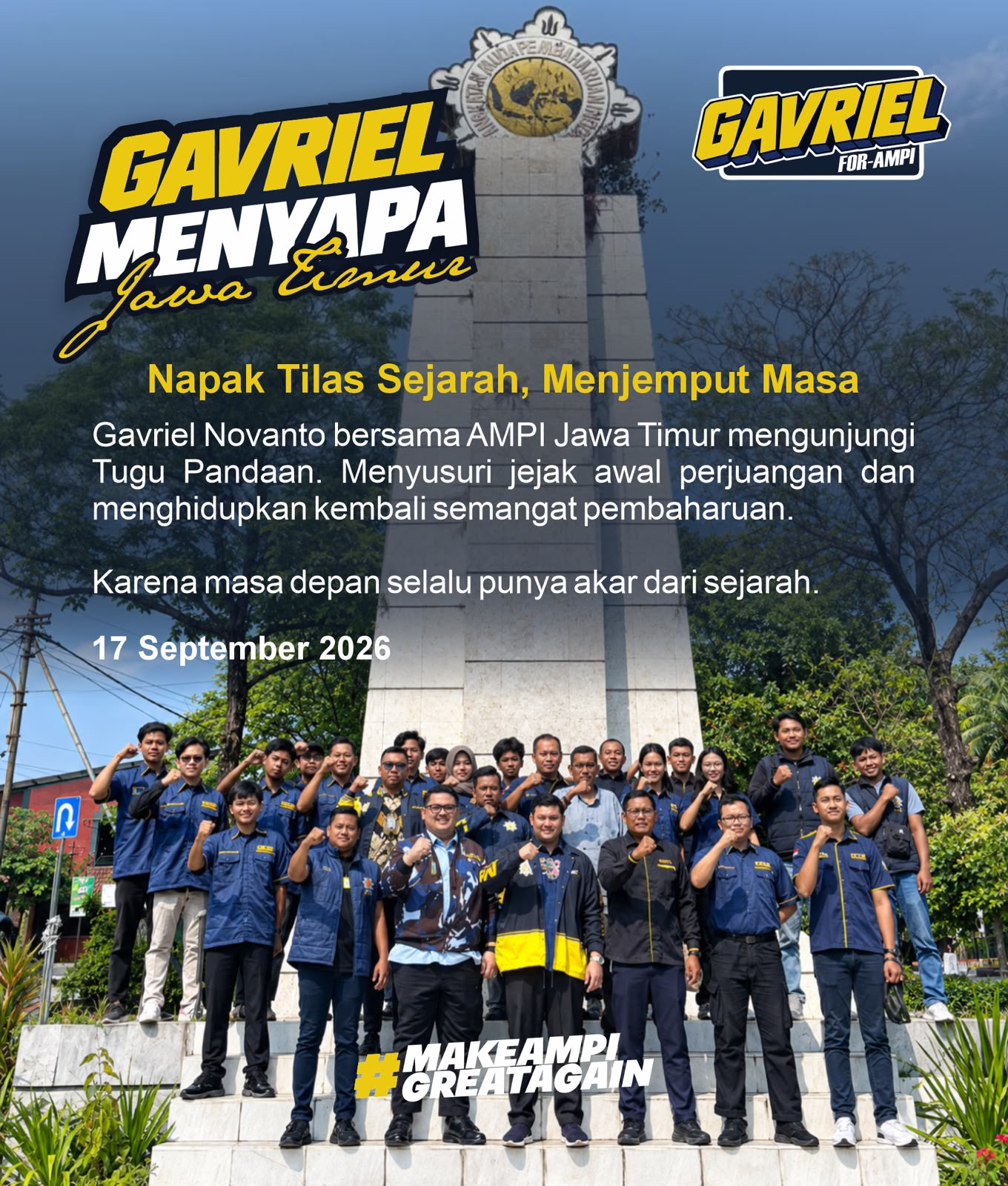 Sambut Gavriel Novanto di Tugu Pandaan, Ketua DPD AMPI Jatim: Komitmen Kembali ke Akar Sejarah Adalah Kunci Pembaharuan